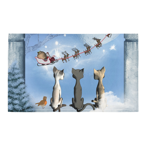 Christmas, cute cats and Santa Claus Azalea Doormat 30" x 18" (Sponge Material)