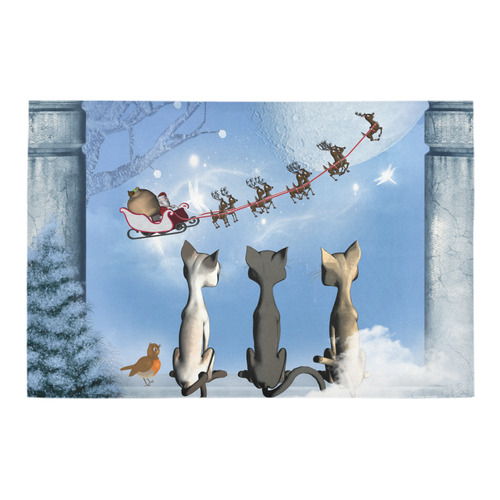 Christmas, cute cats and Santa Claus Azalea Doormat 24" x 16" (Sponge Material)