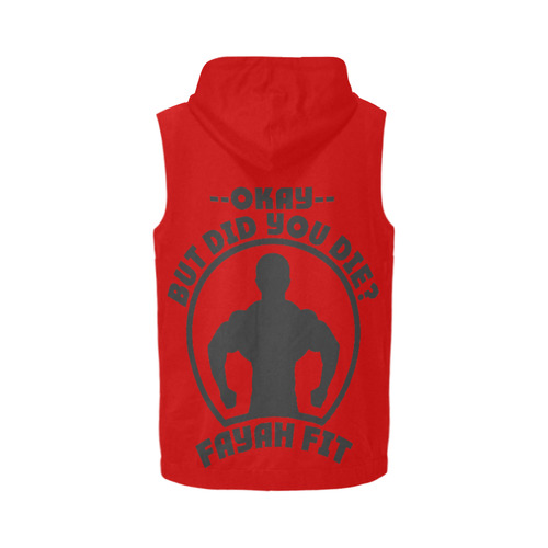 But did you die? Sleeveless zip red All Over Print Sleeveless Zip Up Hoodie for Men (Model H16)