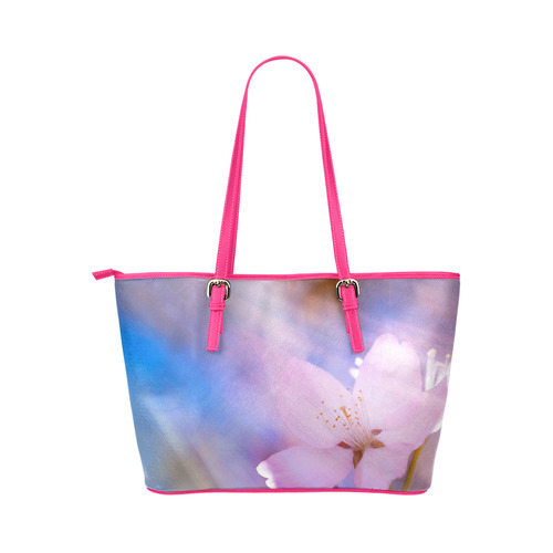 Sakura Cherry Blossom Spring Heaven Light Beauty Leather Tote Bag/Small (Model 1651)