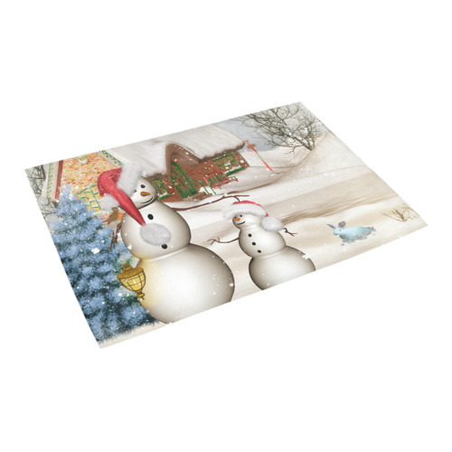 Christmas, Funny snowman with hat Azalea Doormat 24" x 16" (Sponge Material)
