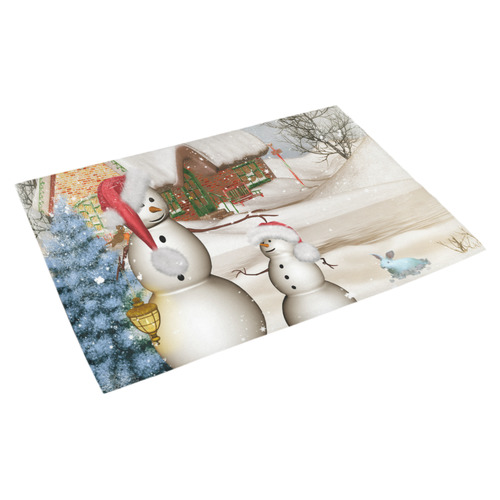 Christmas, Funny snowman with hat Azalea Doormat 30" x 18" (Sponge Material)