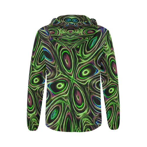 Peacock Strut III - Jera Nour All Over Print Full Zip Hoodie for Women (Model H14)