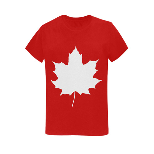 Maple Leaf Canada Autumn White Fall Flora Season Women's T-Shirt in USA Size (Two Sides Printing)