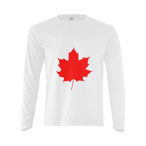 Maple Leaf Canada Autumn Red Fall Flora Beautiful Sunny Men's T-shirt (long-sleeve) (Model T08)