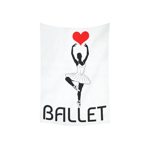 Ballerina Ballet Red Heart Beautiful Art Black Wow Cotton Linen Wall Tapestry 40"x 60"