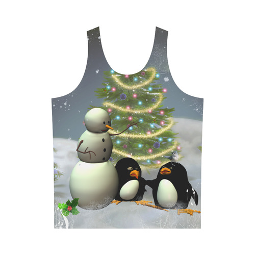 Snowman with penguin and christmas tree All Over Print Tank Top for Men (Model T43)