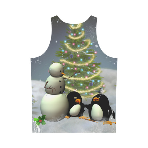 Snowman with penguin and christmas tree All Over Print Tank Top for Men (Model T43)