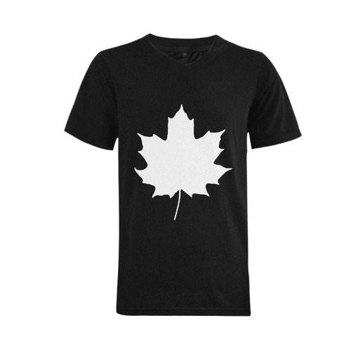 Maple Leaf Canada Autumn White Fall Flora Season Men's V-Neck T-shirt  Big Size(USA Size) (Model T10)