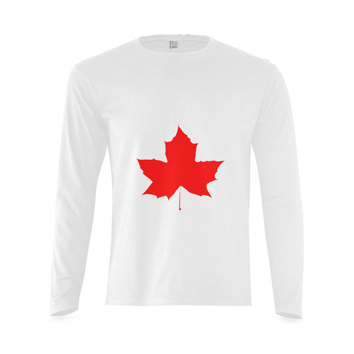 Maple Leaf Canada Autumn Red Fall Flora Nature Sunny Men's T-shirt (long-sleeve) (Model T08)