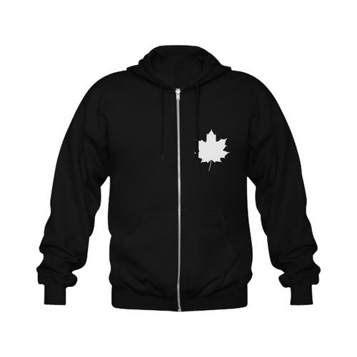 Maple Leaf Canada Autumn White Fall Flora Season Gildan Full Zip Hooded Sweatshirt (Model H02)