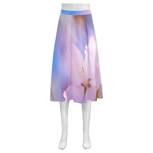 Sakura Cherry Blossom Spring Heaven Light Beauty Mnemosyne Women's Crepe Skirt (Model D16)
