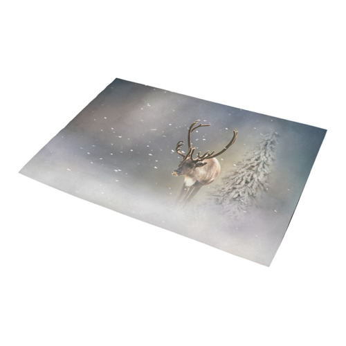 Santa Claus Reindeer in the snow Azalea Doormat 24" x 16" (Sponge Material)