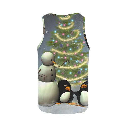 Snowman with penguin and christmas tree All Over Print Tank Top for Men (Model T43)