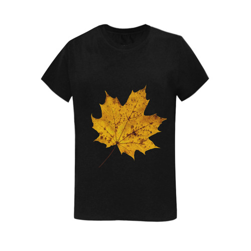 Maple Leaf Canada Autumn Yellow Fall Flora Cool Women's T-Shirt in USA Size (Two Sides Printing)
