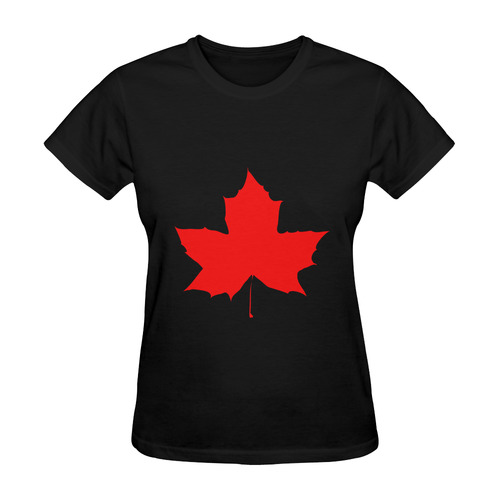 Maple Leaf Canada Autumn Red Fall Flora Nature Sunny Women's T-shirt (Model T05)