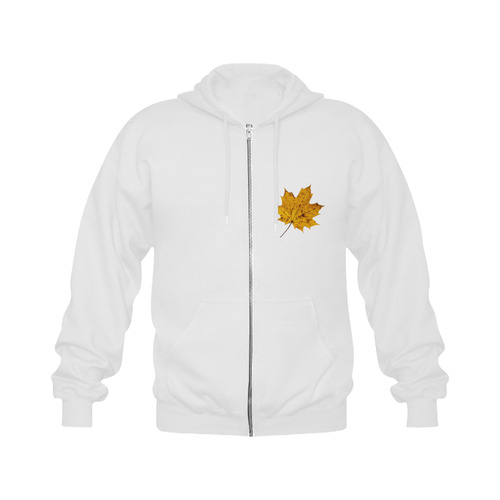 Maple Leaf Canada Autumn Yellow Fall Flora Cool Gildan Full Zip Hooded Sweatshirt (Model H02)