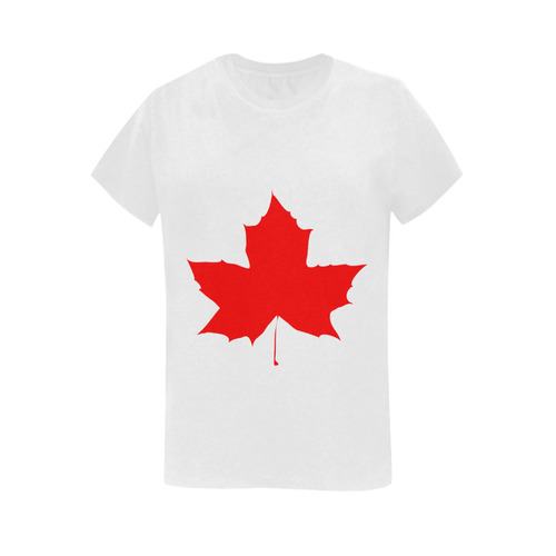Maple Leaf Canada Autumn Red Fall Flora Nature Women's T-Shirt in USA Size (Two Sides Printing)