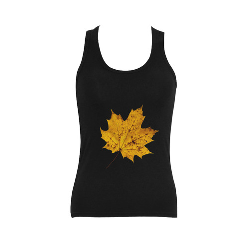 Maple Leaf Canada Autumn Yellow Fall Flora Cool Women's Shoulder-Free Tank Top (Model T35)