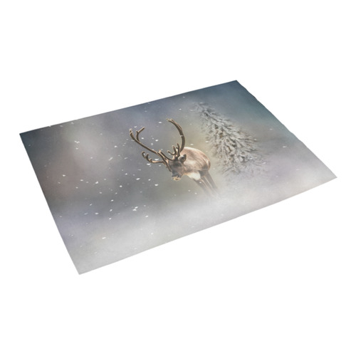Santa Claus Reindeer in the snow Azalea Doormat 24" x 16" (Sponge Material)