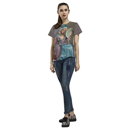 Beautiful Renaissance Lady All Over Print T-Shirt for Women (USA Size) (Model T40)