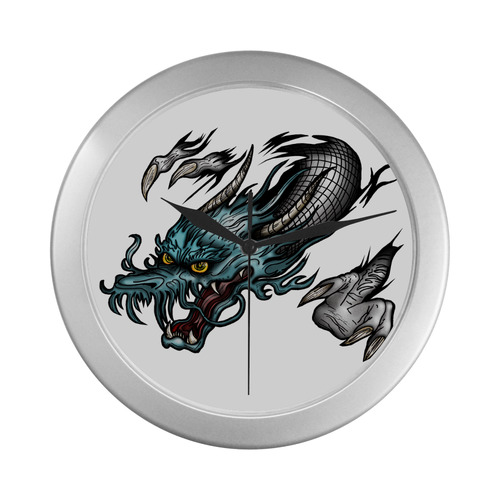 Dragon Soar Silver Color Wall Clock