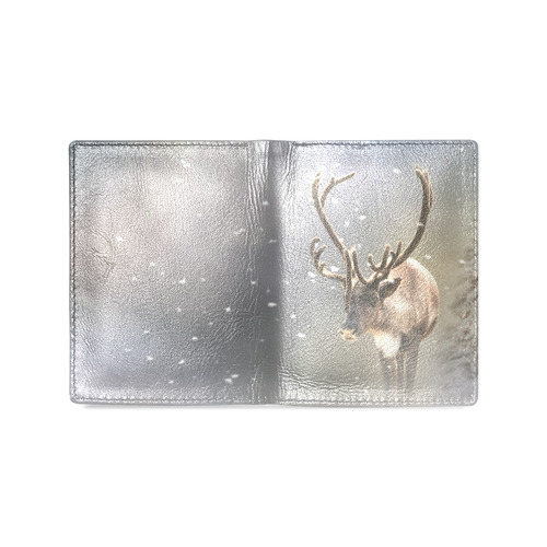 Santa Claus Reindeer in the snow Men's Leather Wallet (Model 1612)