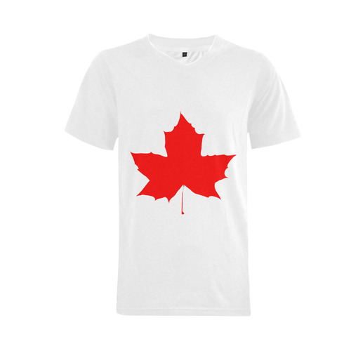 Maple Leaf Canada Autumn Red Fall Flora Nature Men's V-Neck T-shirt (USA Size) (Model T10)