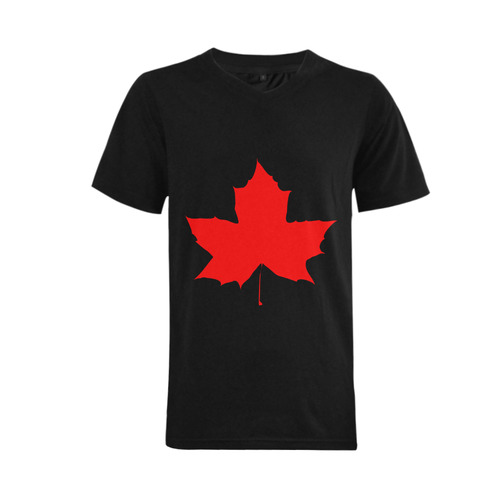 Maple Leaf Canada Autumn Red Fall Flora Nature Men's V-Neck T-shirt (USA Size) (Model T10)