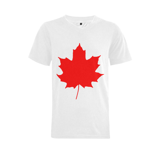 Maple Leaf Canada Autumn Red Fall Flora Beautiful Men's V-Neck T-shirt  Big Size(USA Size) (Model T10)