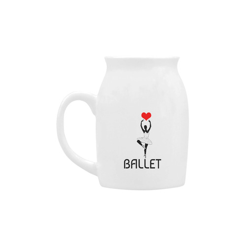 Ballerina Ballet Red Heart Beautiful Art Black Wow Milk Cup (Small) 300ml