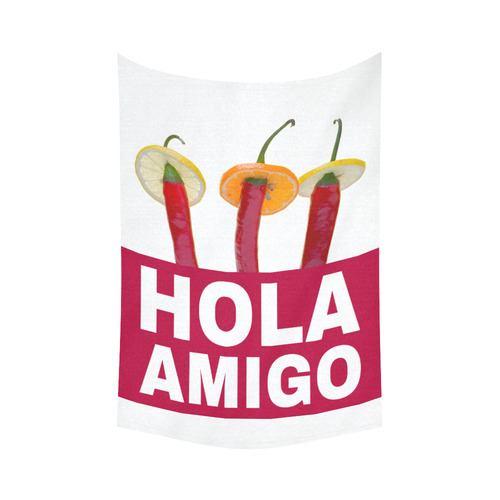 Hola Amigo Three Red Chili Peppers Friend Funny Cotton Linen Wall Tapestry 60"x 90"