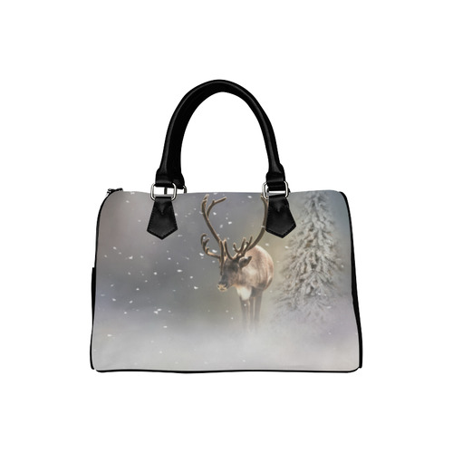 Santa Claus Reindeer in the snow Boston Handbag (Model 1621)