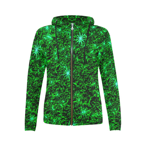 Sparkling Green - Jera Nour All Over Print Full Zip Hoodie for Women (Model H14)