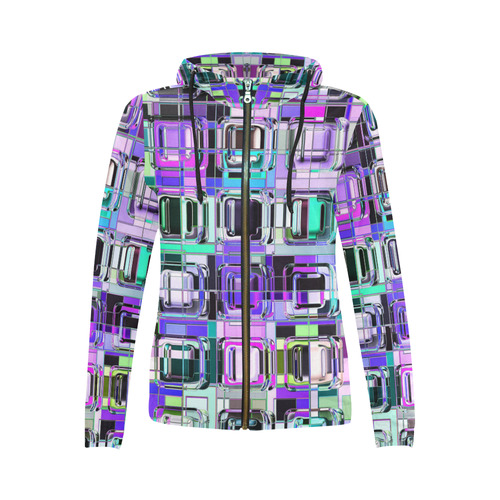 TechTile #6M - Jera Nour All Over Print Full Zip Hoodie for Women (Model H14)