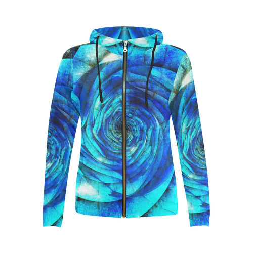 Galaxy Wormhole Spiral 3D - Jera Nour All Over Print Full Zip Hoodie for Women (Model H14)