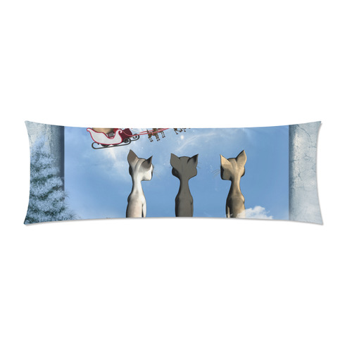 Christmas, cute cats and Santa Claus Custom Zippered Pillow Case 21"x60"(Two Sides)