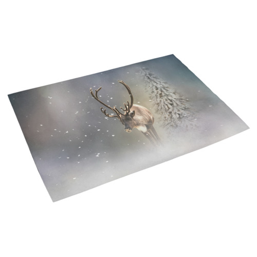 Santa Claus Reindeer in the snow Azalea Doormat 30" x 18" (Sponge Material)