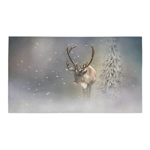 Santa Claus Reindeer in the snow Bath Rug 16''x 28''