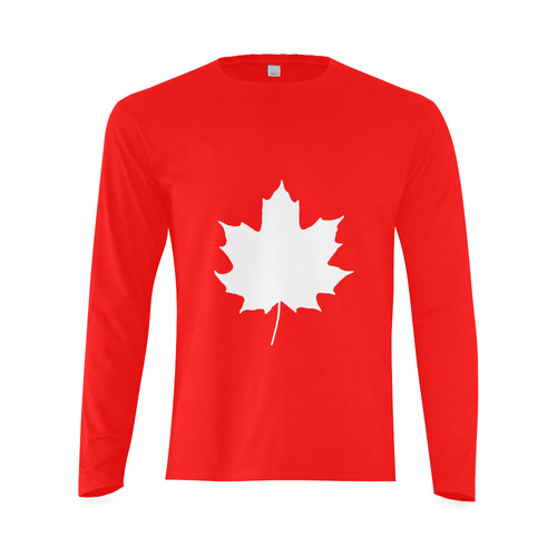 Maple Leaf Canada Autumn White Fall Flora Season Sunny Men's T-shirt (long-sleeve) (Model T08)
