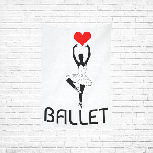 Ballerina Ballet Red Heart Beautiful Art Black Wow Cotton Linen Wall Tapestry 40"x 60"