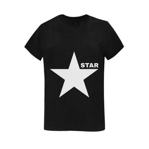 White Star Patriot America Symbol Freedom Strong Women's T-Shirt in USA Size (Two Sides Printing)