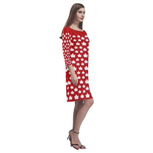 Canada Dress Cute Canada Flag Dresses Rhea Loose Round Neck Dress(Model D22)