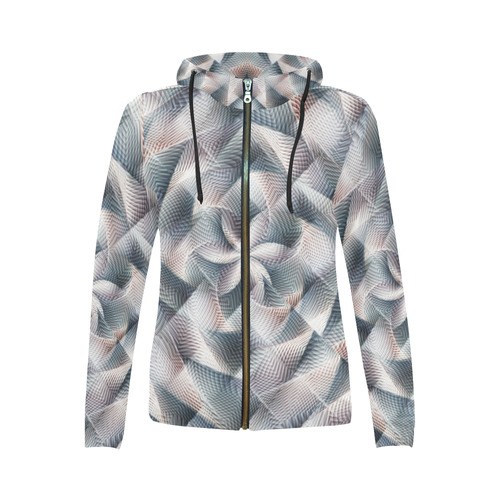 Metallic Petals - Jera Nour All Over Print Full Zip Hoodie for Women (Model H14)