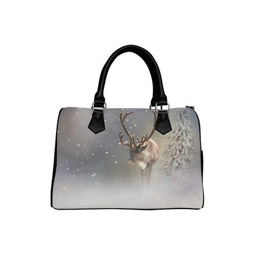 Santa Claus Reindeer in the snow Boston Handbag (Model 1621)
