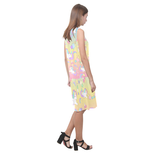 We love Unicorns Sleeveless Splicing Shift Dress(Model D17)