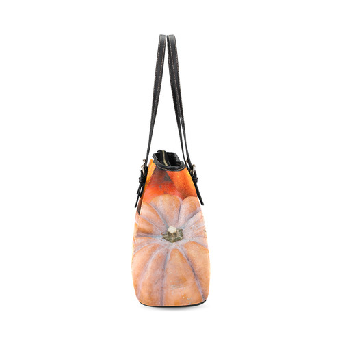 Pumpkin Halloween Thanksgiving Crop Holiday Cool Leather Tote Bag/Small (Model 1640)