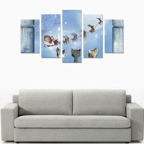 Christmas, cute cats and Santa Claus Canvas Print Sets A (No Frame)