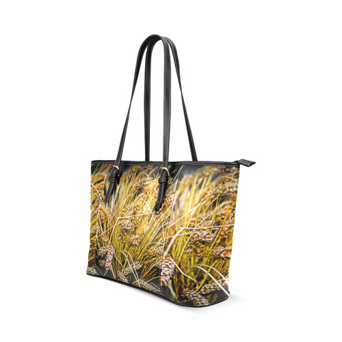 Grain Wheat wheatear Autumn Crop Thanksgiving Leather Tote Bag/Small (Model 1640)