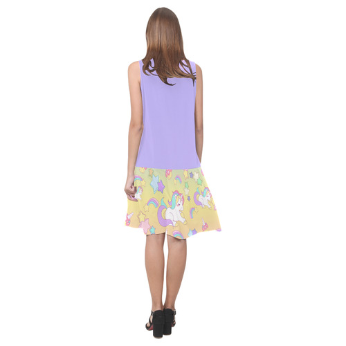 We love Unicorns Sleeveless Splicing Shift Dress(Model D17)